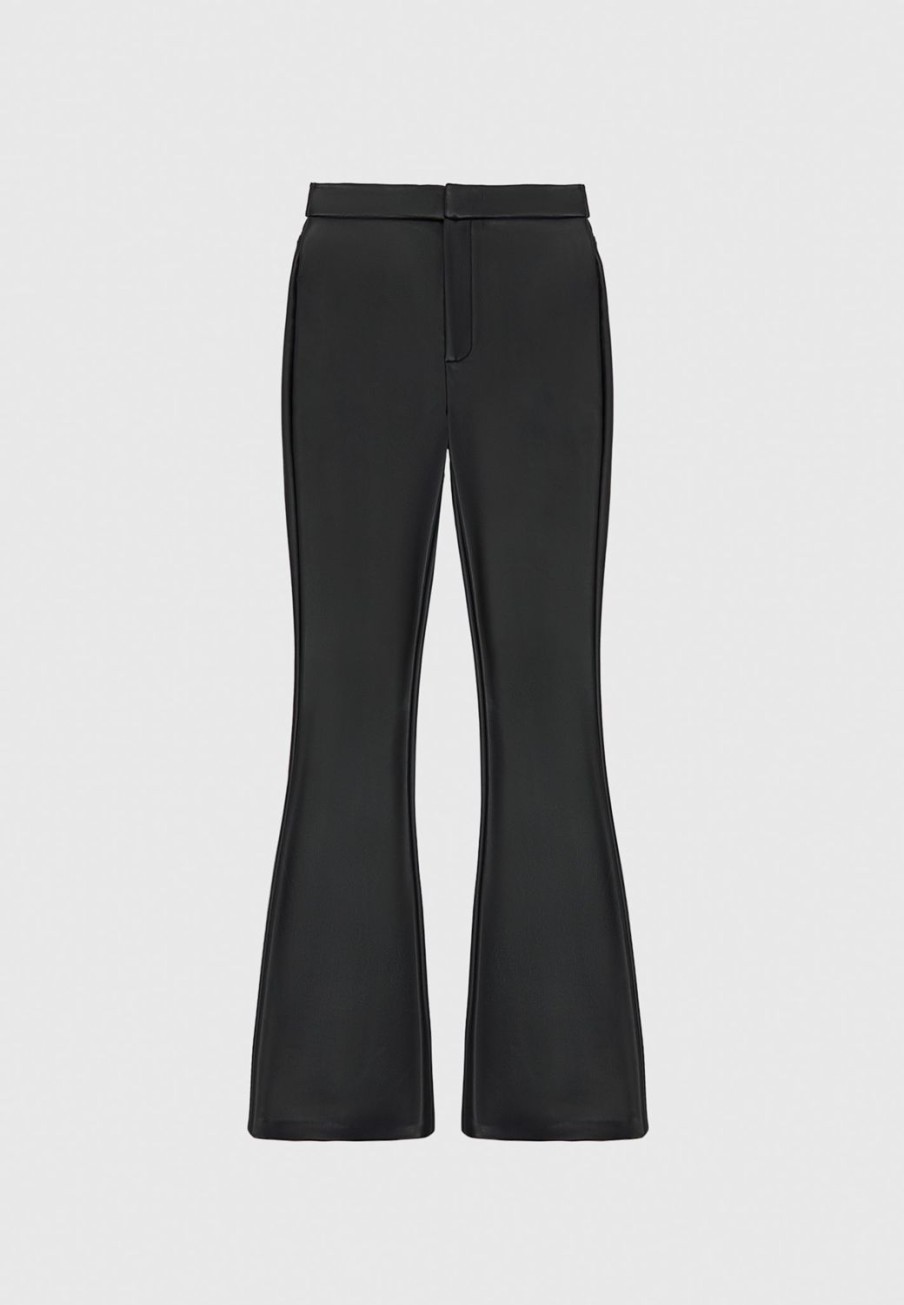 Maniere De Voir Vegan Leather Mini Flared Leggings | Leggings